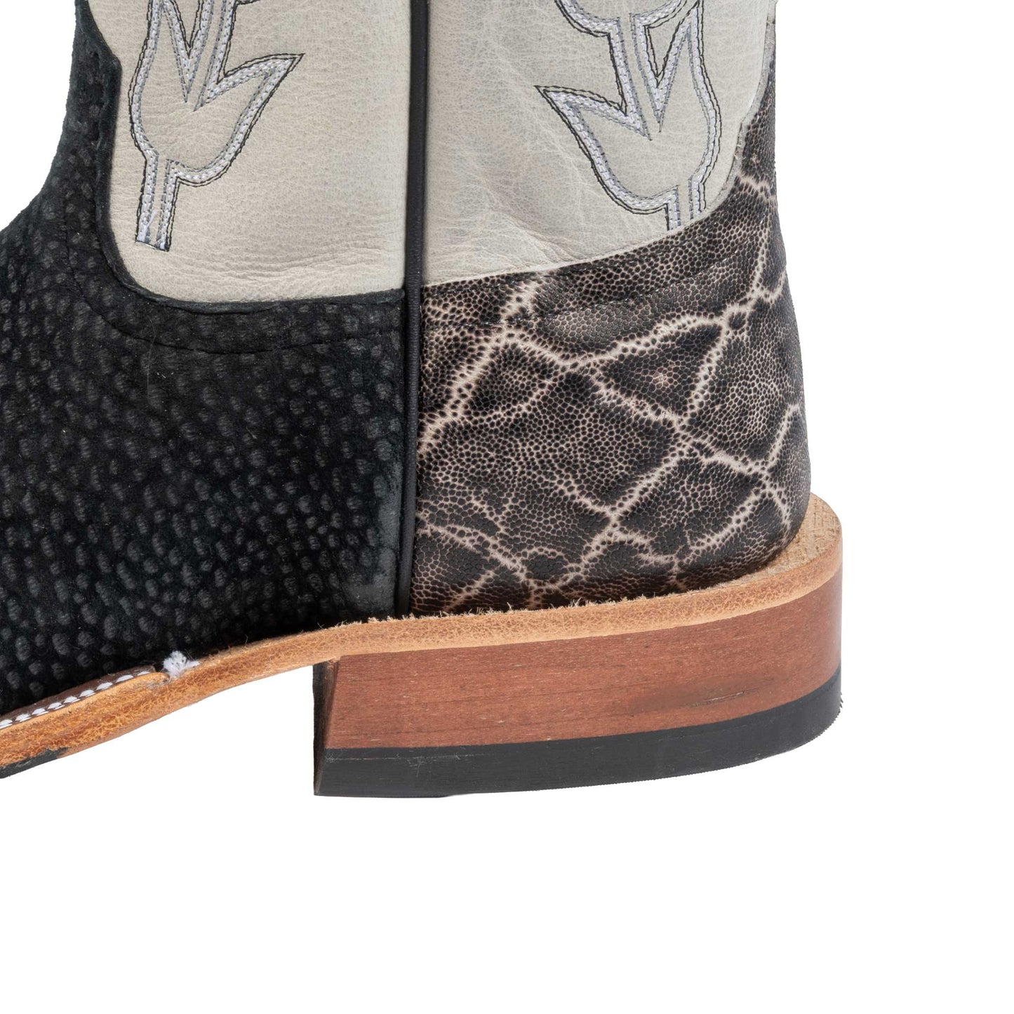 Anderson Bean Men's Square Toe Distressed Black Carpincho Western Boot