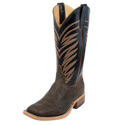Anderson Bean Men's Square Toe Tan Safari Cape Buffalo Black Western Boot