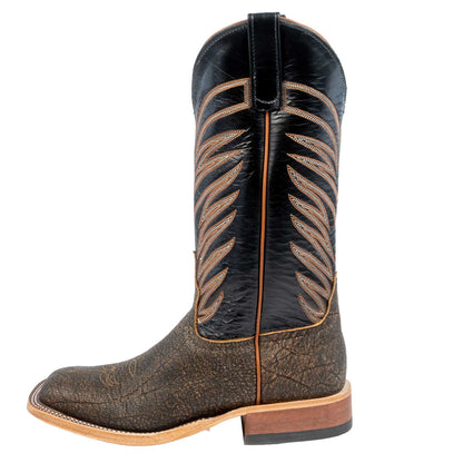 Anderson Bean Men's Square Toe Tan Safari Cape Buffalo Black Western Boot