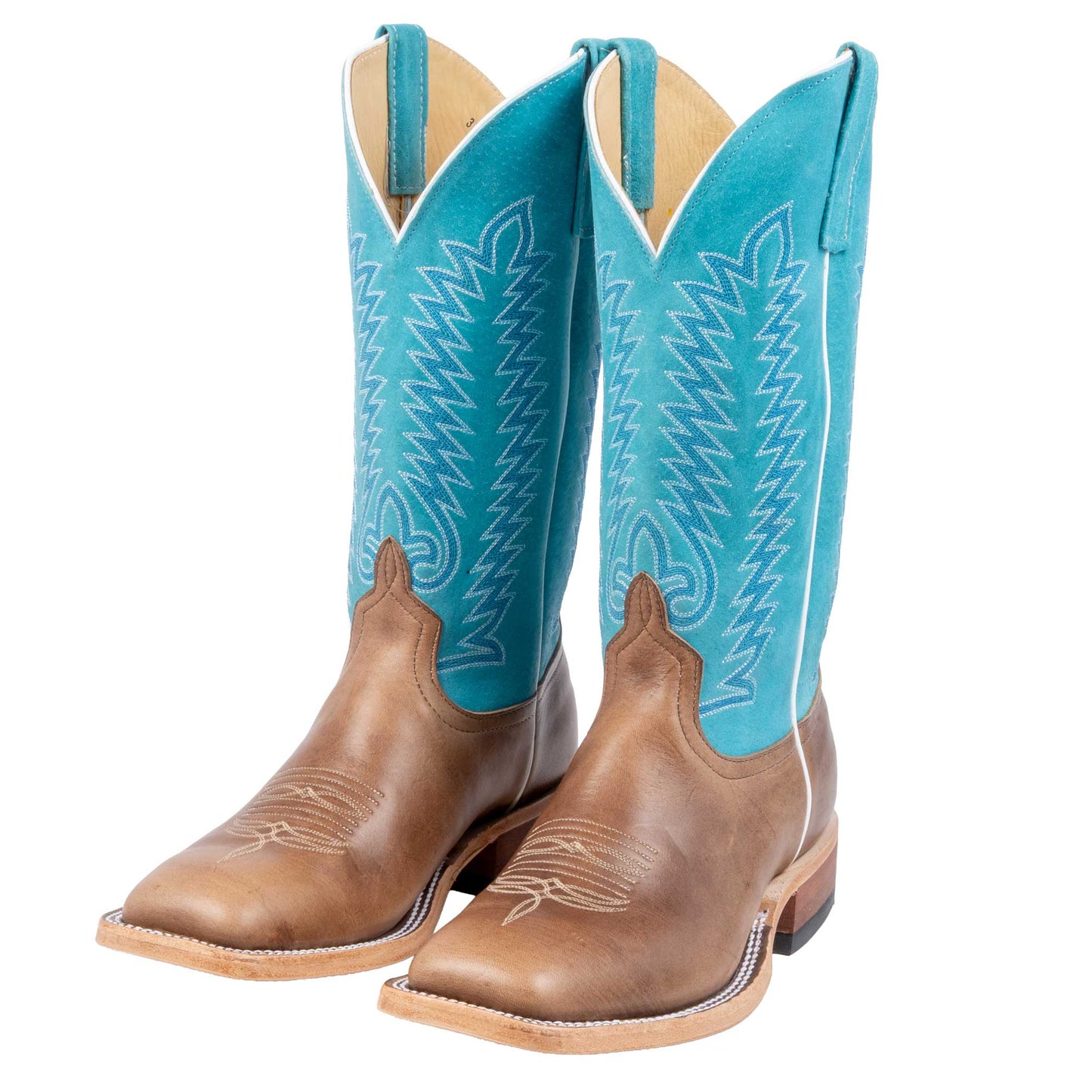 Anderson Bean Men's Square Toe Brown Marine Field Turquoise Western Boot