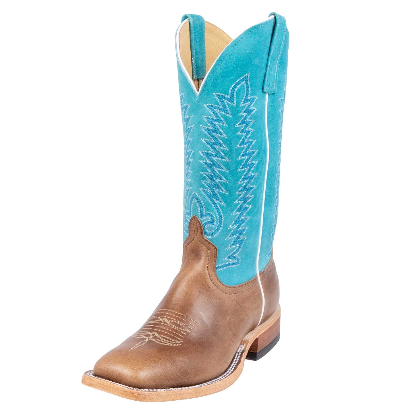 Anderson Bean Men's Square Toe Brown Marine Field Turquoise Western Boot