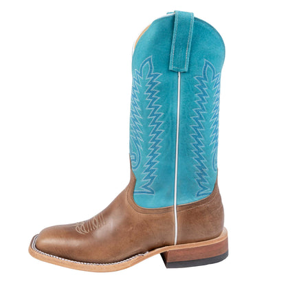 Anderson Bean Men's Square Toe Brown Marine Field Turquoise Western Boot