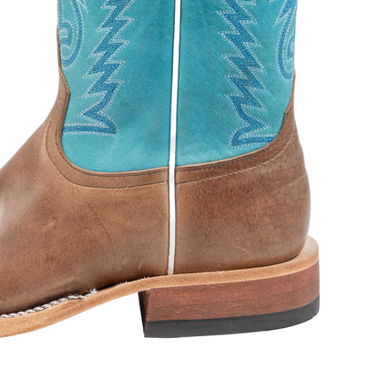 Anderson Bean Men's Square Toe Brown Marine Field Turquoise Western Boot