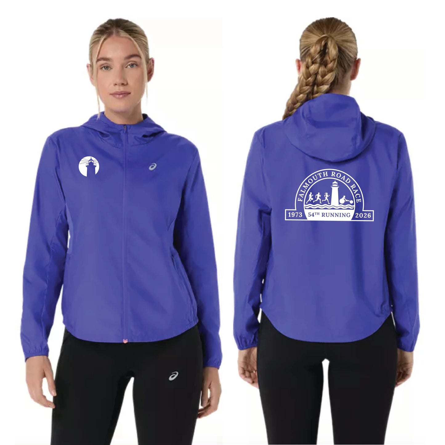 ASICS Falmouth Road Race 2026 - ASICS Women's Silver Jacket Cobalt Burst (2012D148) (FRR26-10 LC, FRR26-08 Back)