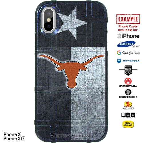 Weathered Subdued Texas State Flag Orange Longhorn Custom Printed Case Design for Apple, Samsung, Google & Motorola Phone Models