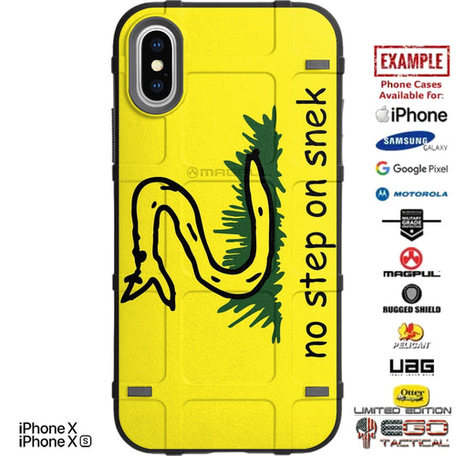 NO STEP ON SNEK / Don't Tread on Me Parity, Yellow Gadsden Flag Custom Printed Case Design for Apple, Samsung, Google & Motorola Phone Models