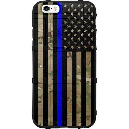 Multicam OCP/Scorpion Camouflage, Subdued US American Flag Thin Blue Line Police Custom Printed Case Design for Apple, Samsung, Google & Motorola Phone Models