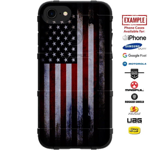 US American Flag Tattered Reversed Custom Printed Case Design for Apple, Samsung, Google & Motorola Phone Models