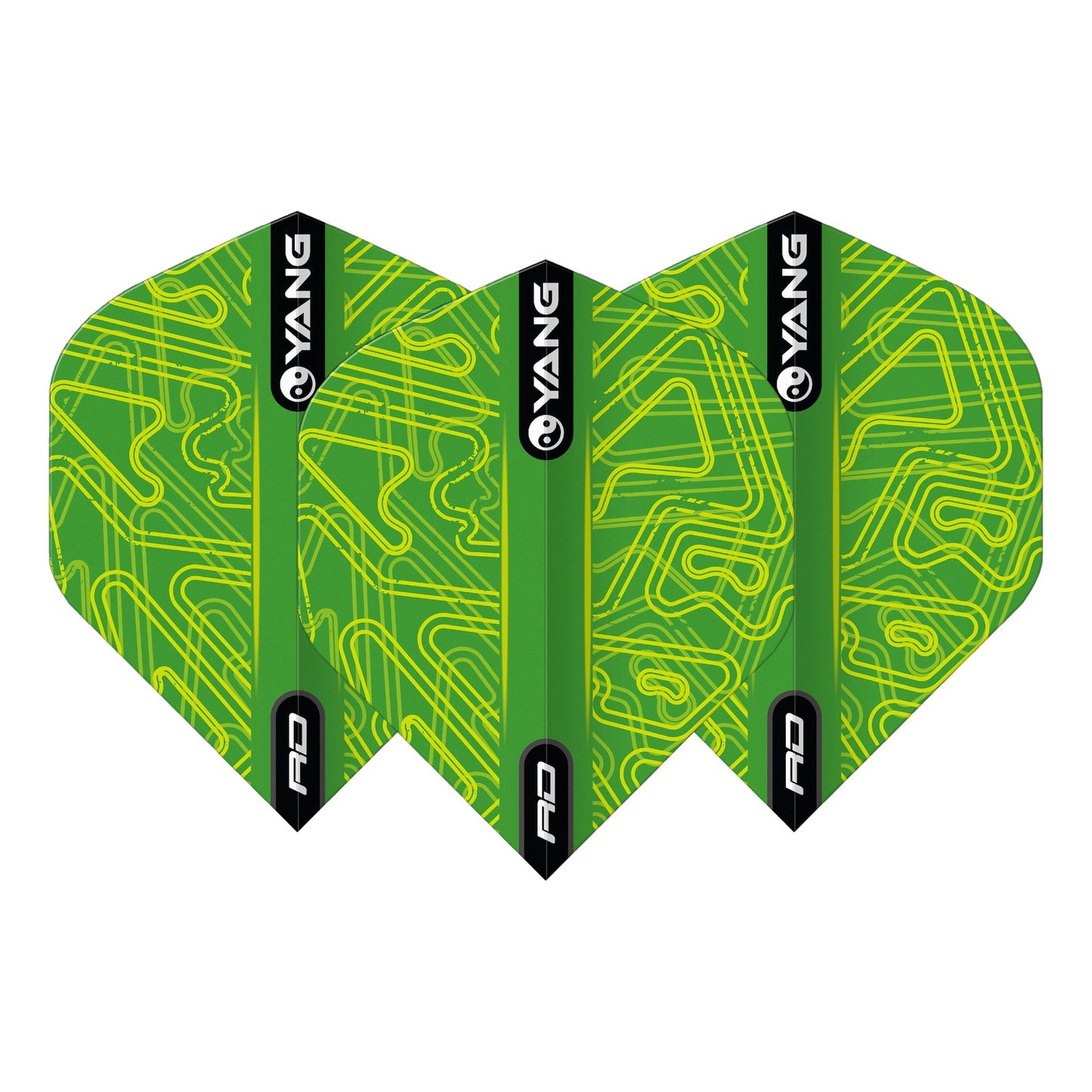 RED DRAGON - Yellow and Green Yin Yang Dart Flights - Standard Shape