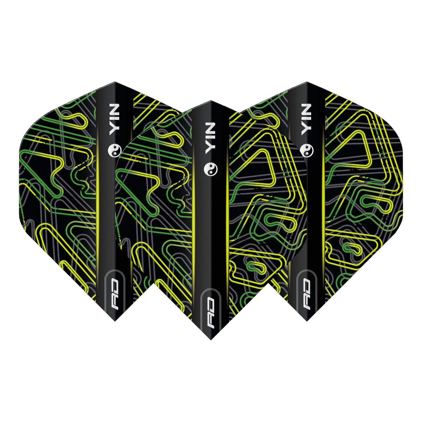RED DRAGON - Yellow and Green Yin Yang Dart Flights - Standard Shape