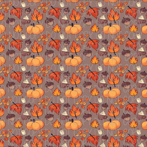 Autumn Pumpkins, Leaves, and Acorns Patterned Heat Transfer Vinyl (HTV)