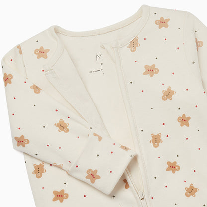 Gingerbread Print Clever Zip Sleepsuit