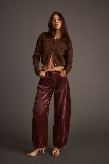 Gracyn Mulberry Velveteen Barrel Pants