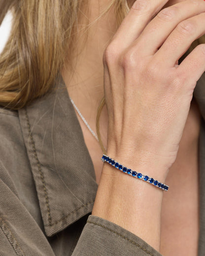 Grand Heiress Tennis Bracelet 4mm - Silver|Blue Sapphire Diamondettes