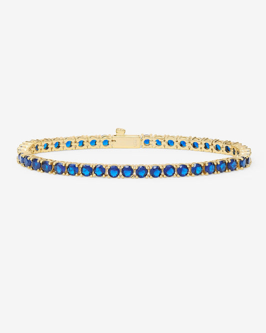 Grand Heiress Tennis Bracelet 4mm - Gold|Blue Sapphire Diamondettes