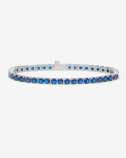 Grand Heiress Tennis Bracelet 4mm - Silver|Blue Sapphire Diamondettes