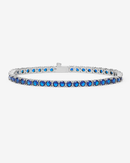 Grand Heiress Tennis Bracelet 4mm - Silver|Blue Sapphire Diamondettes