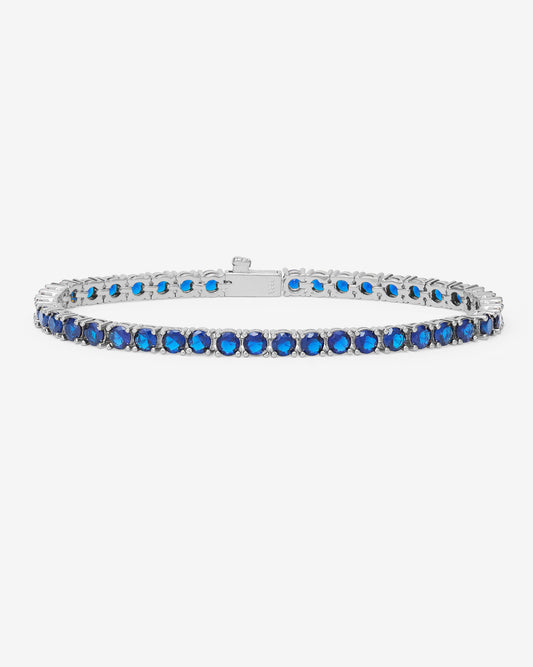 Grand Heiress Tennis Bracelet 4mm - Silver|Blue Sapphire Diamondettes