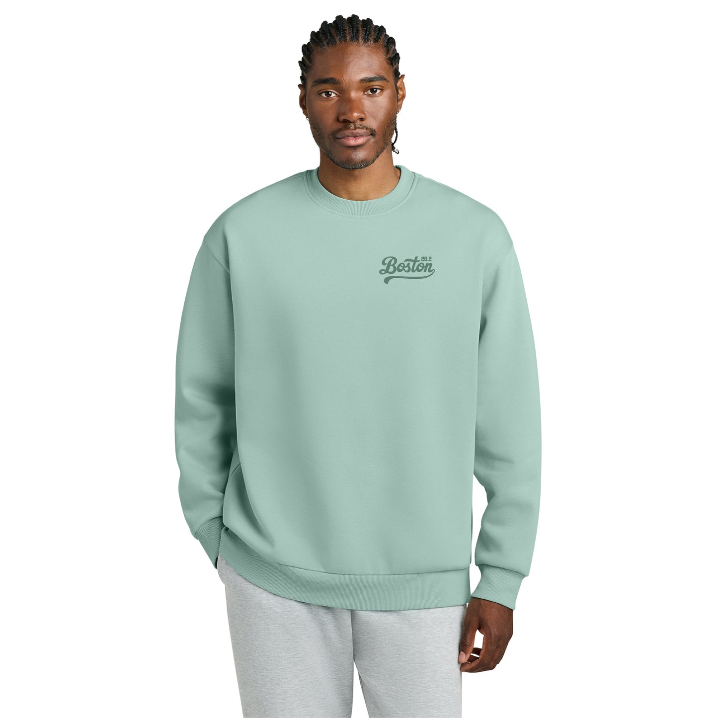 Boston 26.2 - Heavyweight Dusty Sage Fleece Crew (DT6154) (HBM26-10 LC, HBM26-09)
