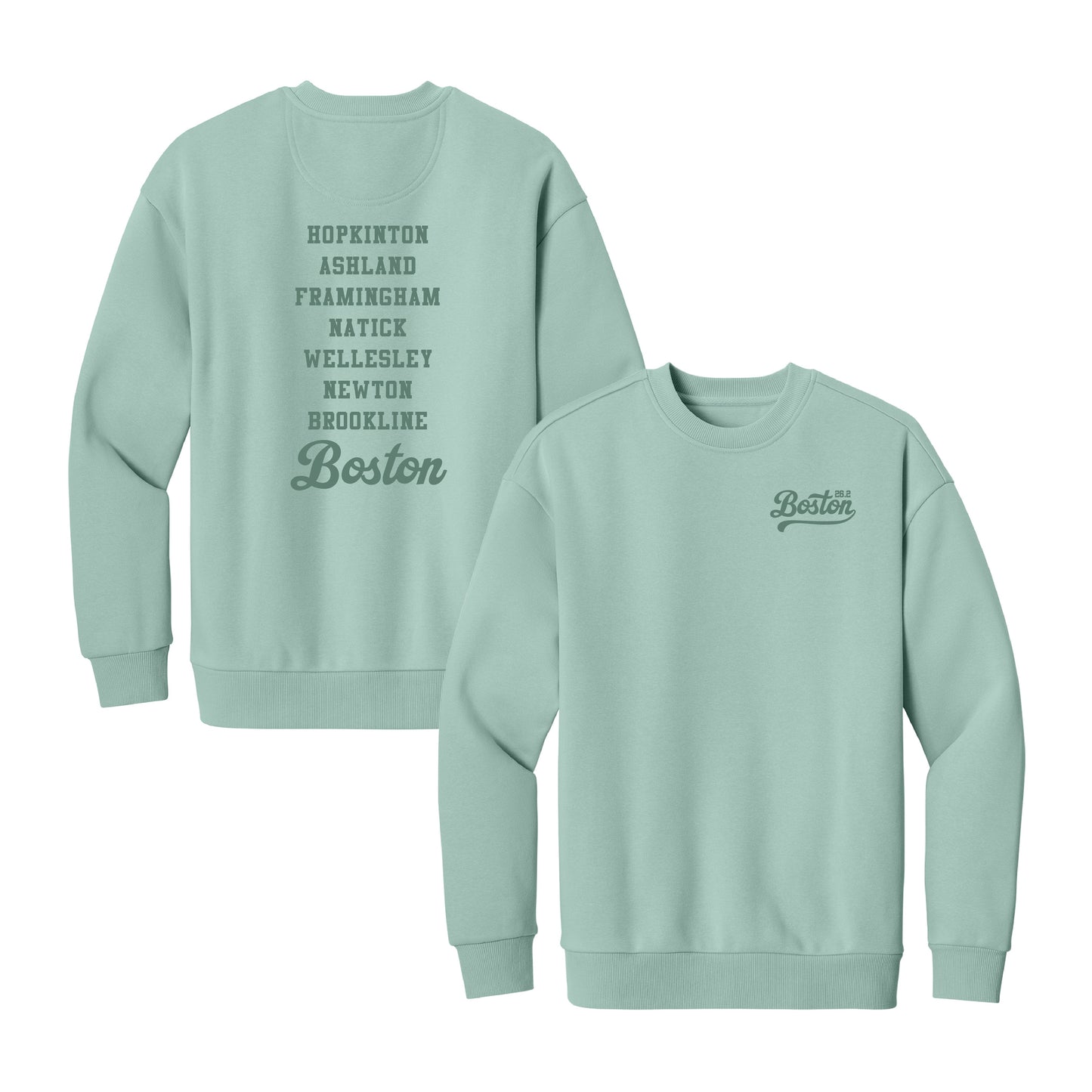 Boston 26.2 - Heavyweight Dusty Sage Fleece Crew (DT6154) (HBM26-10 LC, HBM26-09)