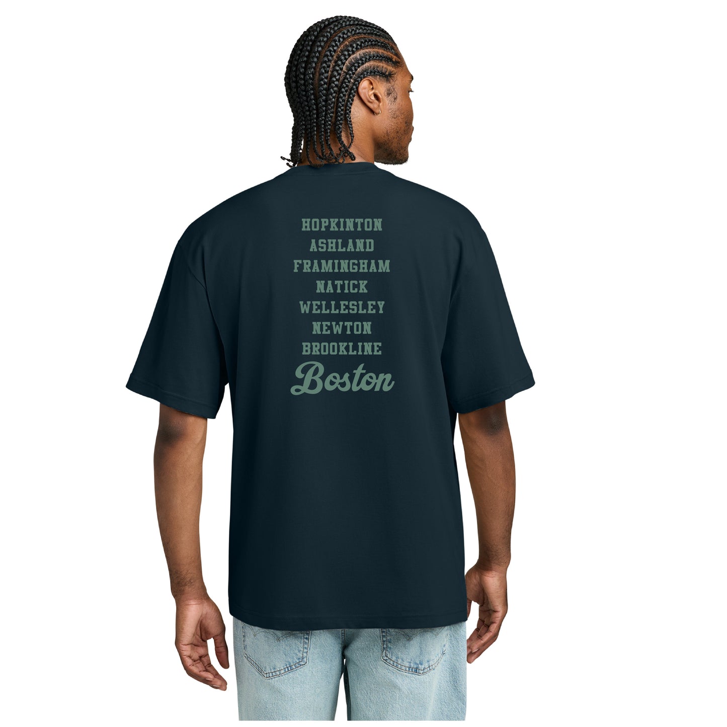 Boston 26.2 - Heavyweight Navy Blue Tee (DT6065) (HBM26-10 LC, HBM26-09 Back)