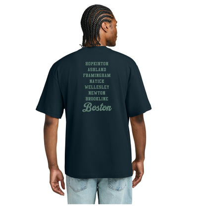 Boston 26.2 - Heavyweight Navy Blue Tee (DT6065) (HBM26-10 LC, HBM26-09 Back)