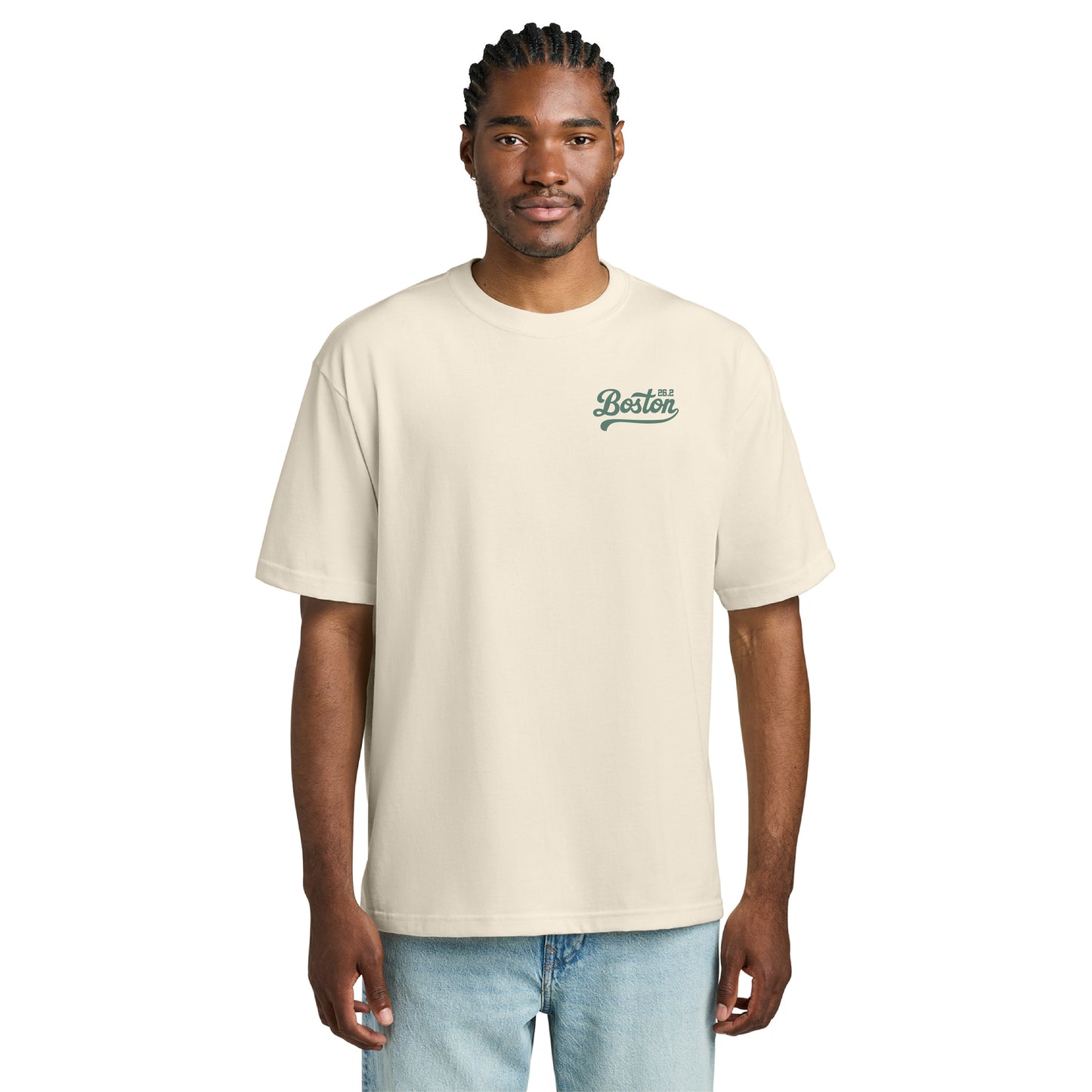 Boston 26.2 - Heavyweight Griege Tee (DT6065) (HBM26-10 LC, HBM26-09 Back)