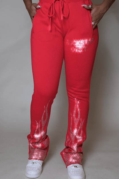 Anastesia Red Stacked Track Pant