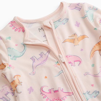 Dinosaur Nights Clever Zip Sleepsuit  - Pink