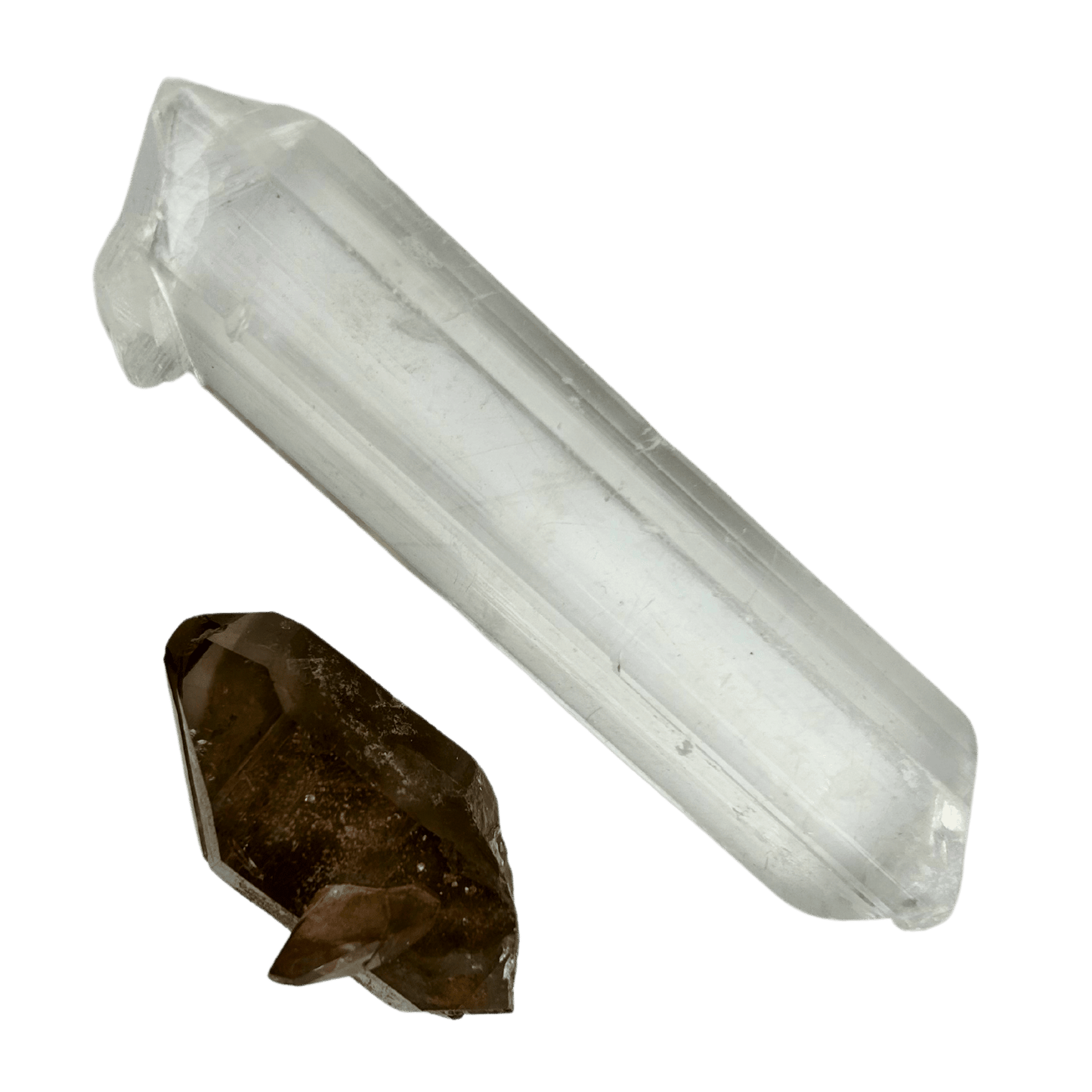 Healing Duo (small Naica Selenite blade and Manifester Smoky Quartz Point) #17
