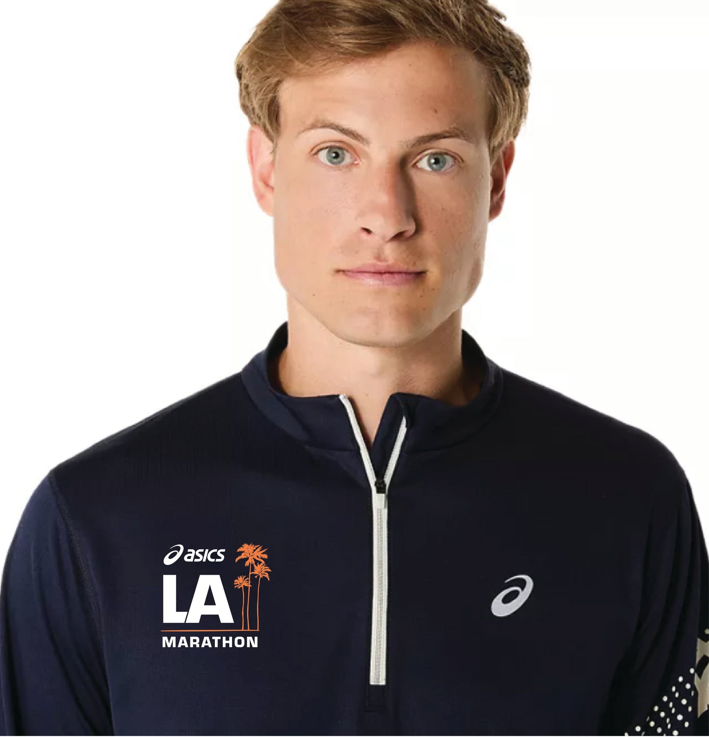 2026 ASICS Los Angeles Marathon - ASICS Men's Icon Long Sleeve 1/2 Zip Midnight (2011D241) (LA26-12)
