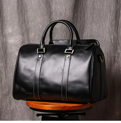 Handmade Leather Retro Travel Bag for Men and Women