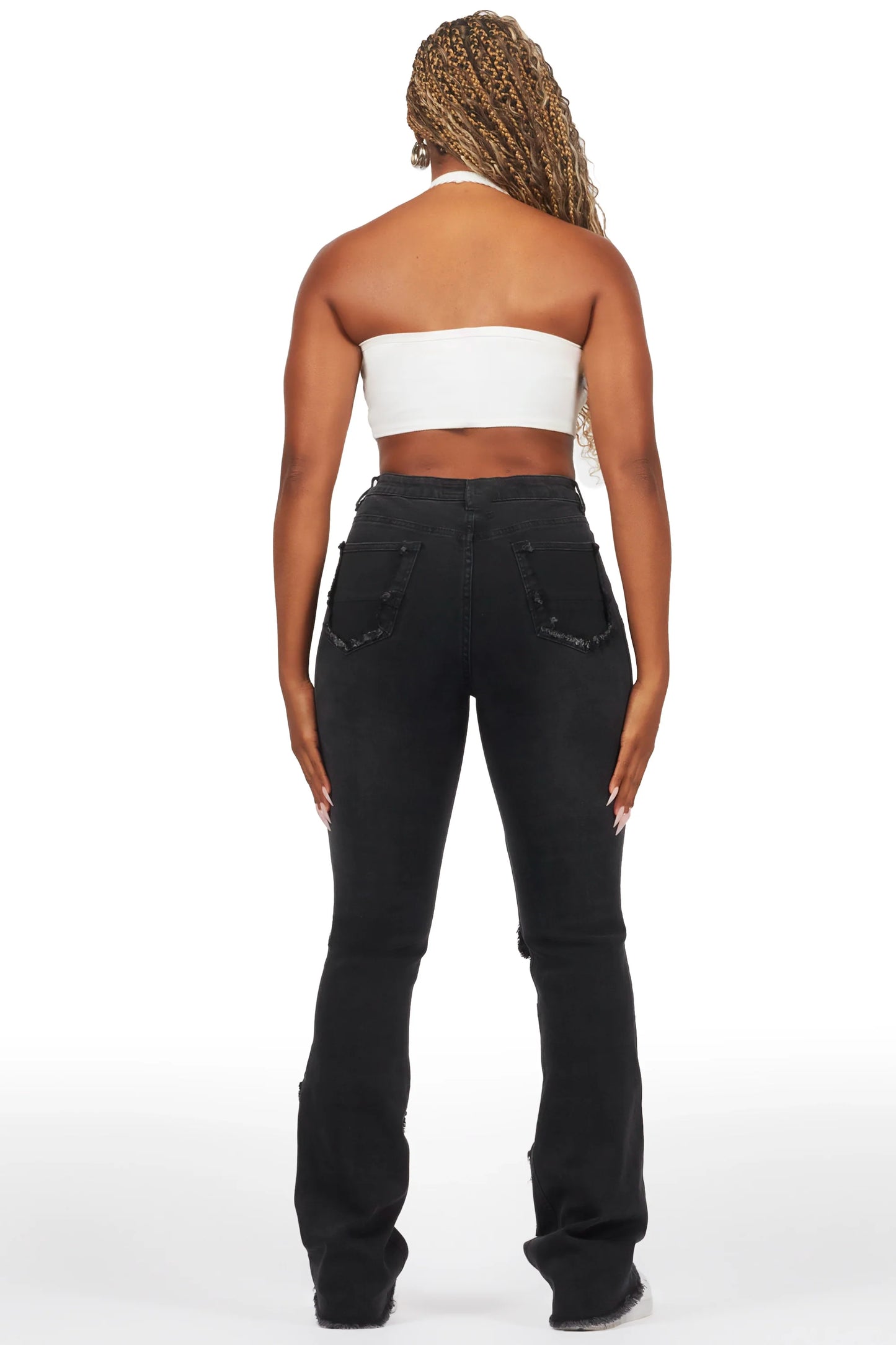 Antione Jet Black Stacked Flare Jean