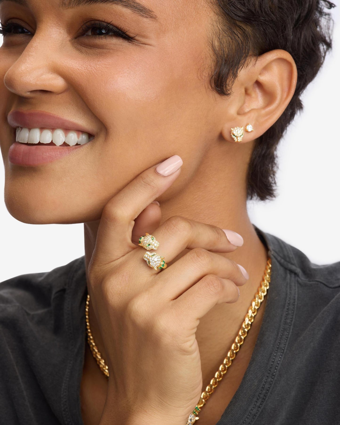 Jaguar Pavé Ring - Gold|White Diamondettes