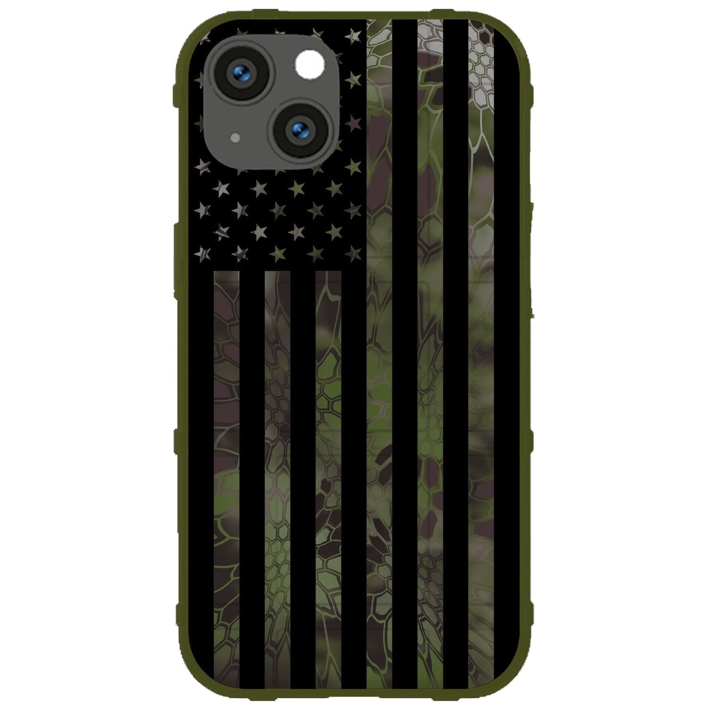 US Flag Subdued over Kryptek Camouflage Custom Printed Case Design for Apple, Samsung, Google & Motorola Phone Models (Choose Your Color Camo)