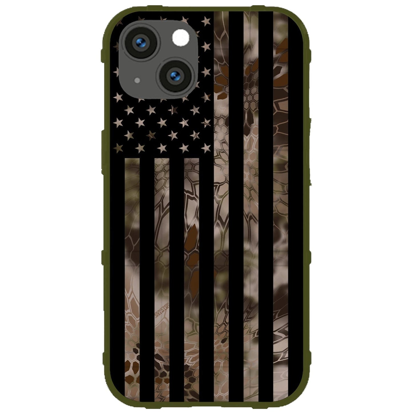 US Flag Subdued over Kryptek Camouflage Custom Printed Case Design for Apple, Samsung, Google & Motorola Phone Models (Choose Your Color Camo)