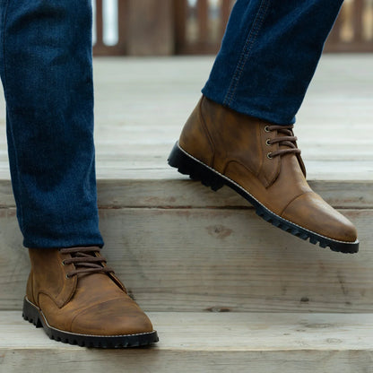 Knight Derby Burnt Copper Pullup Leather Boots - TerraGrip