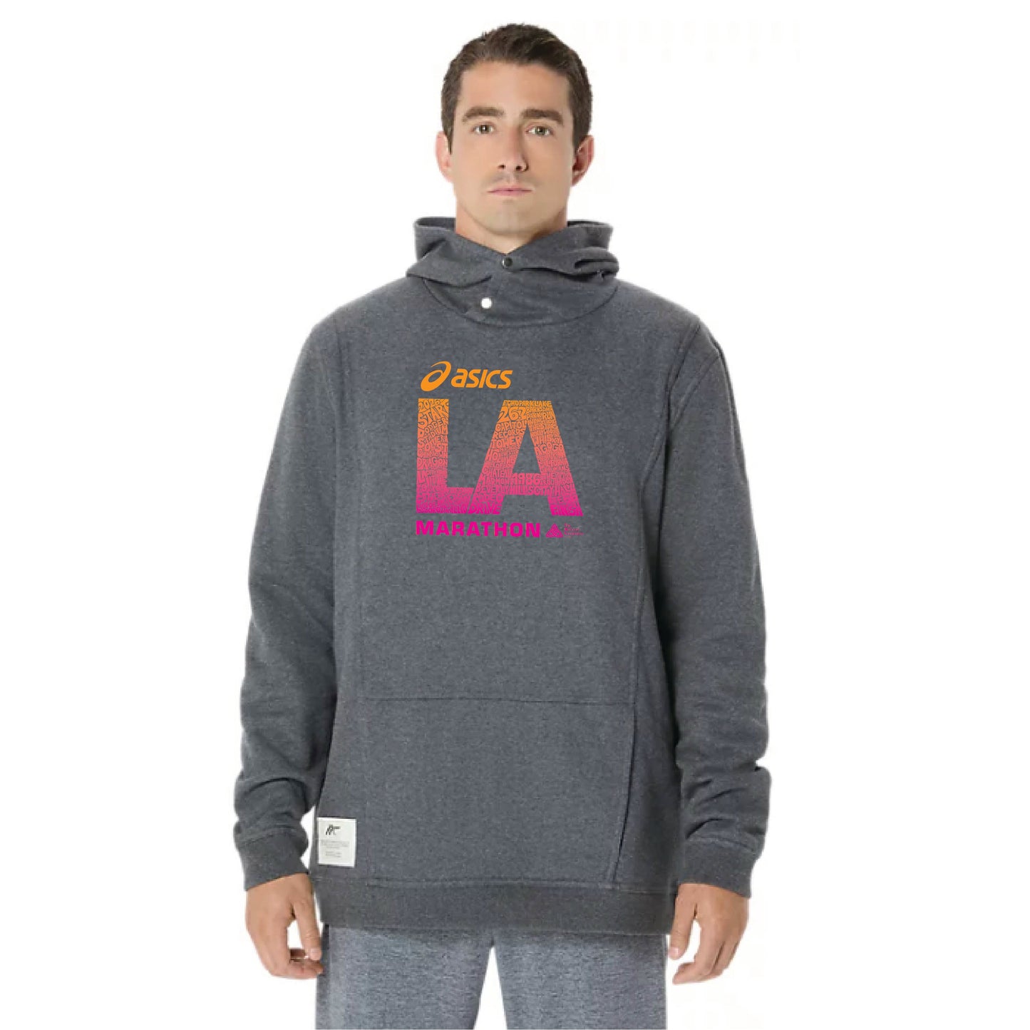 2026 ASICS Los Angeles Marathon - ASICS Unisex Sunday Sana Fleece Hoodie - Dark Heather Grey (2033B739) (LA26-13)