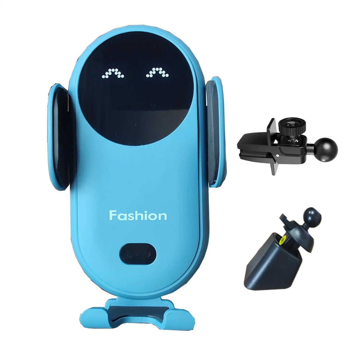 Carrotech Wireless Car Charger Mount Cute Car Phone Holder Automatic Clamping Air Vent Dashboard Smart Phone Holder for iPhone 15/14/13/12/11//XS/XR/8 Samsung S23/22/21/20/Note 20 etc (Blue)
