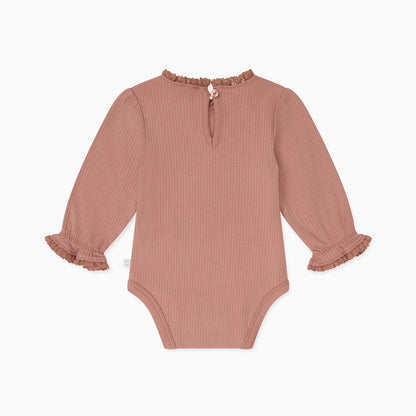 Frilled Ribbed Bodysuit - Rose