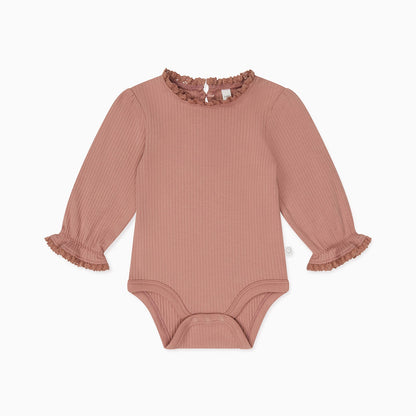 Frilled Ribbed Bodysuit - Rose