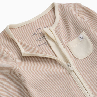 Clever Zip Sleepsuit - Oatmeal Stripe