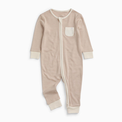 Clever Zip Sleepsuit - Oatmeal Stripe