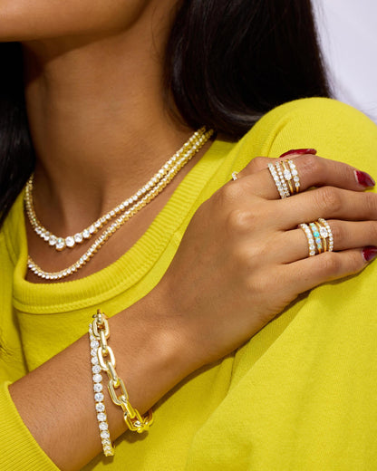 She's So Stacked Ring - Silver|White Diamondettes
