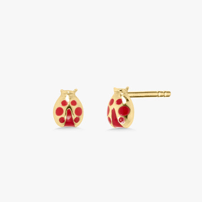 "Love Bug" Gold Lady Bug Stud Earrings