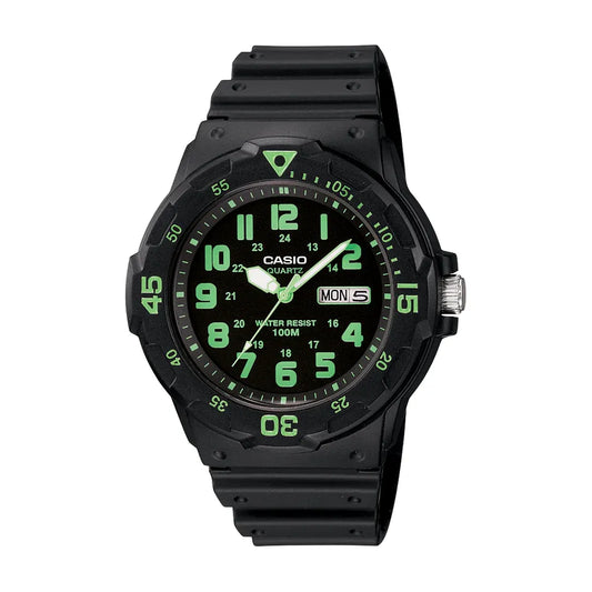 Casio MRW200H-3B 100M WR Analogue Watch BlackGreen/Resin