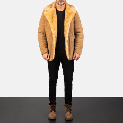 Furlong Beige Suede Leather Coat