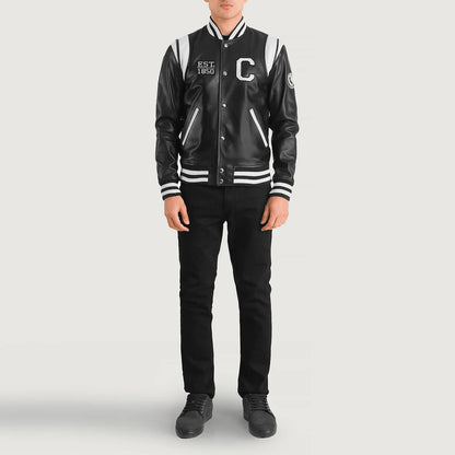 Liberte California Black Leather Varsity Jacket