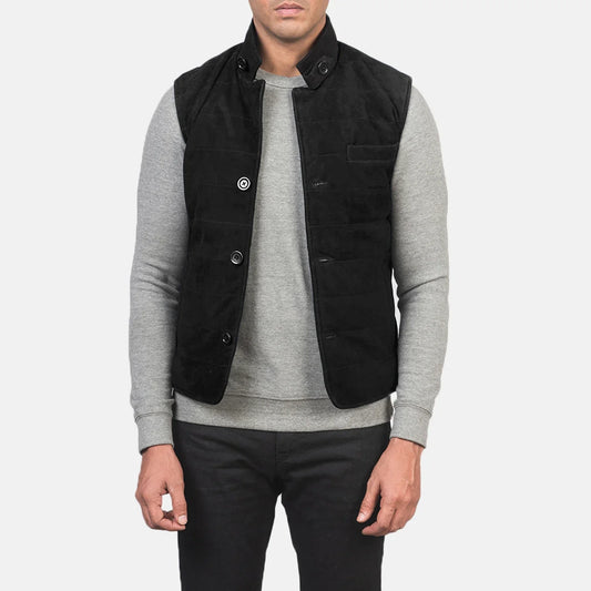 Tony Black Suede Vest