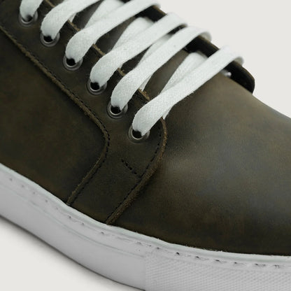 Murphy Low Top Olive Pullup Leather Sneakers